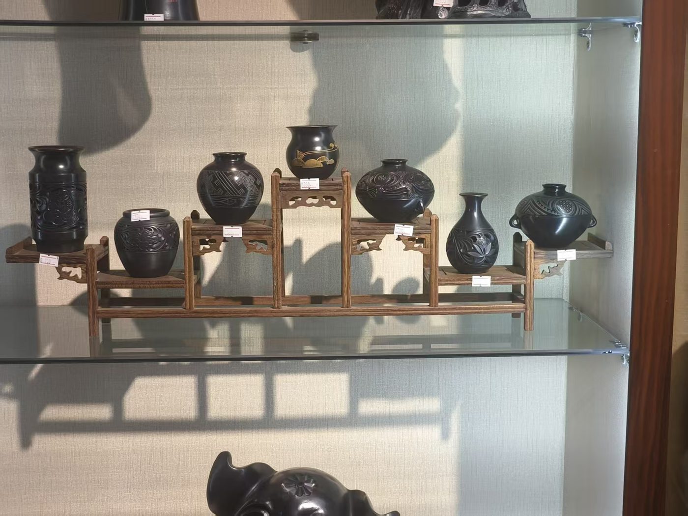 Hand-Carved Black Pottery Vases & Sets 4
