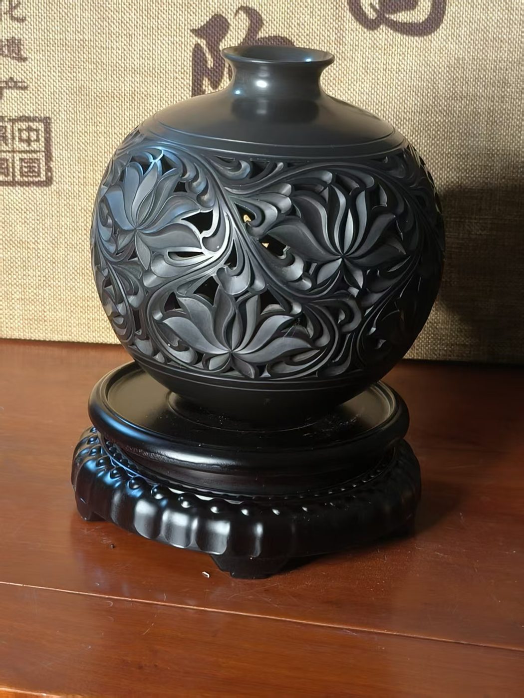 Hand-Carved Black Pottery Vases & Sets 13